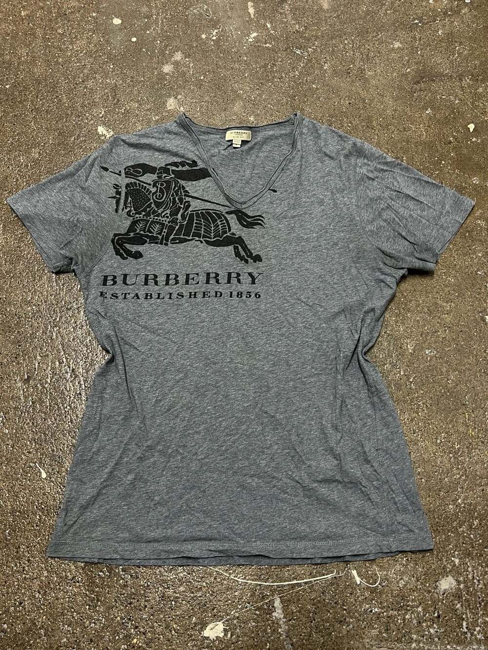 Burberry London Slim Fit Heather Gray V-Neck T-Shirt
